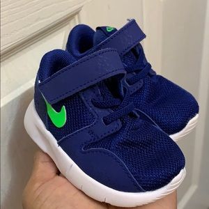 Blue and green nikes